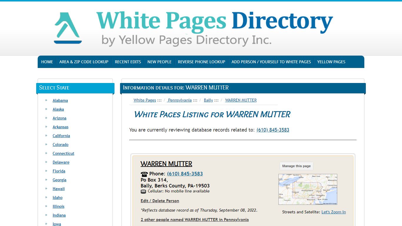 Warren Mutter in Bally, PA - Listing Details - The Official Yellow Pages®