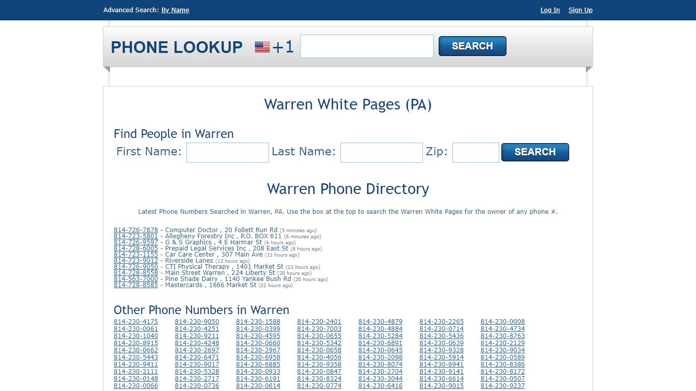 Warren White Pages - Warren Phone Directory Lookup